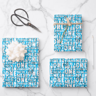 You're a Mean One Mr. Grinch Blue Pattern Wrapping Paper Sheet