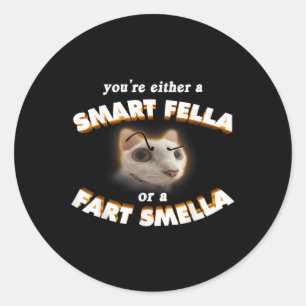 Youre A Smart Fella Or A Fart Smella Meme Cat Classic Round Sticker
