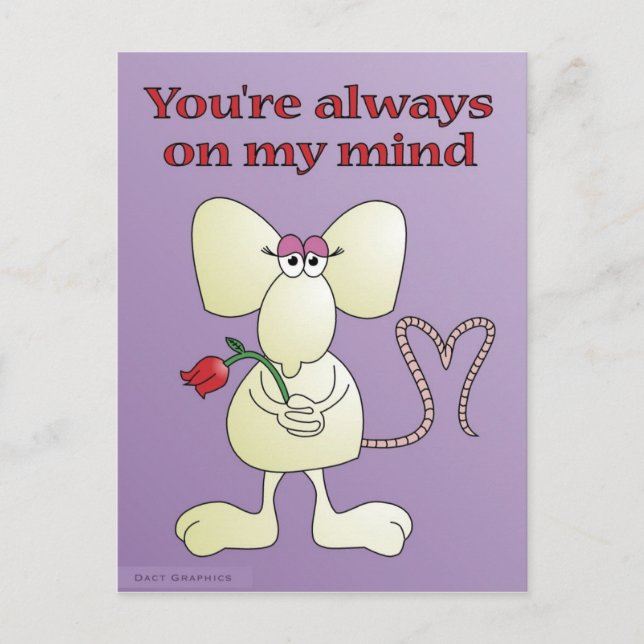 "You're always on my mind rat" postcard (Front)