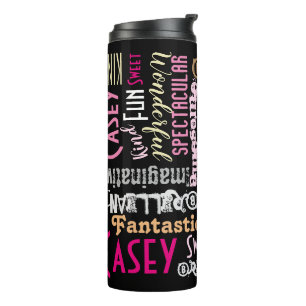 You're Awesome Personalize Name Words Pink & Black Thermal Tumbler