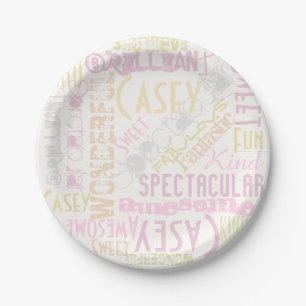 You're Awesome Personalize Words lavender Peach Paper Plate
