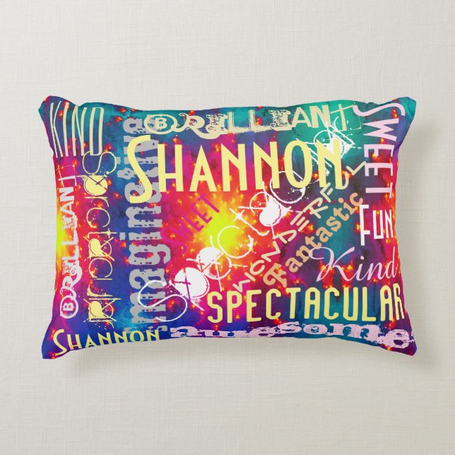 You're Awesome! Personalized  Name Words Collage Accent Pillow (Front)