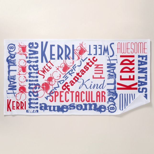 You're Awesome Personalized Red, White and Blue Beach Towel (Front)