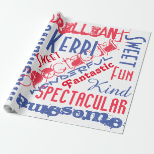 You're Awesome Personalized Red, White and Blue Wrapping Paper