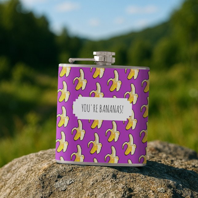 You're Bananas! Peeled Yellow Banana Pattern Hip Flask (Creator Uploaded)