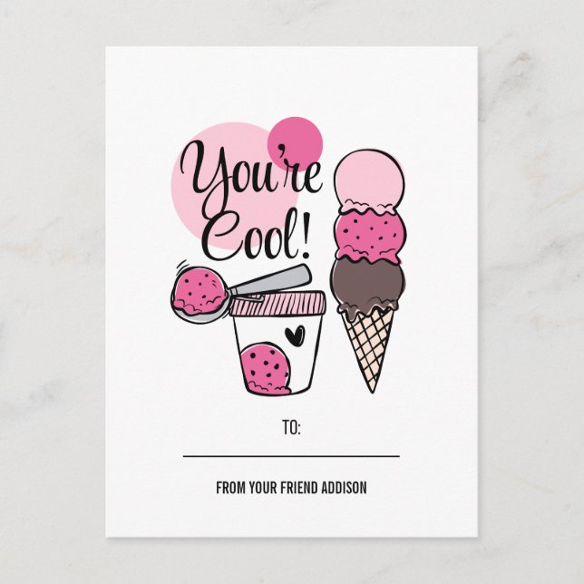 You're Cool Kids Classroom Valentine Postcard (Front)