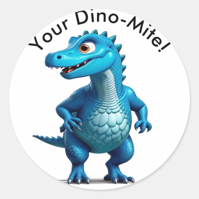 You're Dino-Mite! Personalize Edit Name Text Classic Round Sticker (Front)