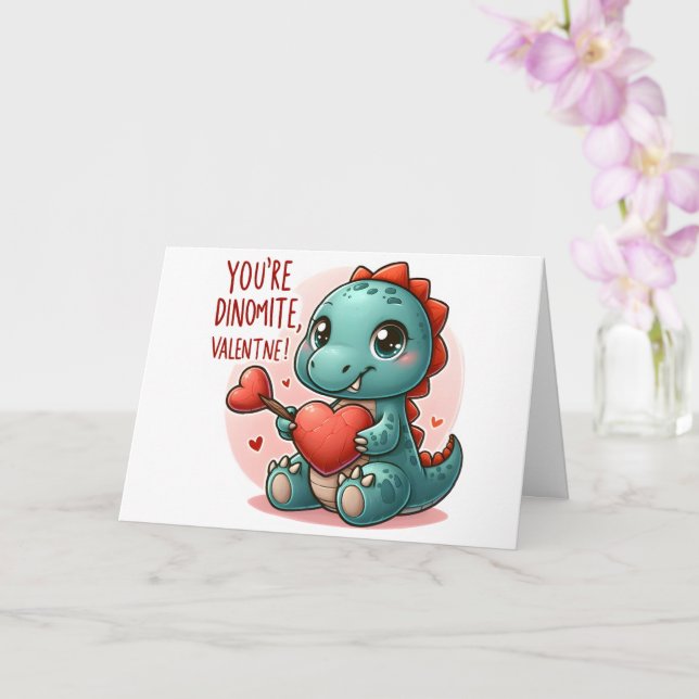 Youre Dinomite Valentine Cute Dinosaur Love Card (Orchid)