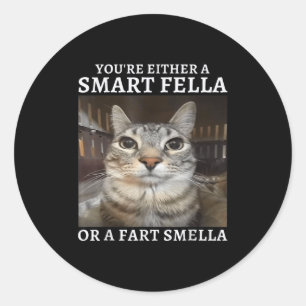 You're Either A Smart Fella Or A Fart Smella Funny Classic Round Sticker