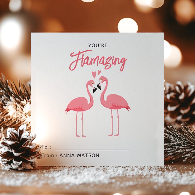 You're Flamazing | Flamingo Valentines Day Class Holiday Card (Creator Uploaded)