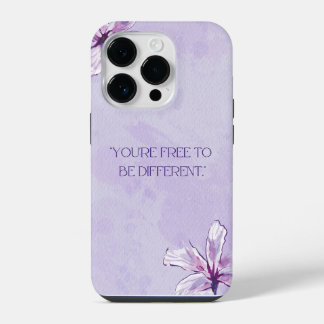 You're free to be different Purple Artsy iPhone 14 Pro Case
