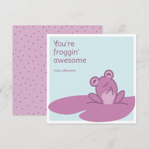 You're Froggin' Awesome Purple Valentine Thank You Card