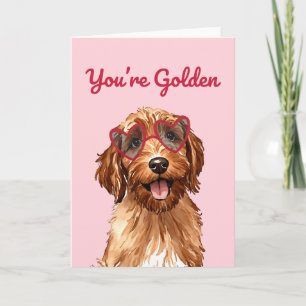 You're Golden Puppy Watercolor Valentines Day Holiday Card