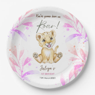 You're gonna hear me roar 1st Birthday Paper Plate