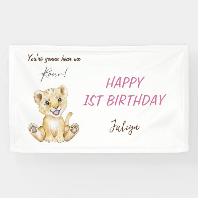 You're gonna hear me roar pink Birthday  Banner (Horizontal)