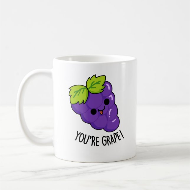 You're Grape Funny Fruit Pun Coffee Mug (Left)