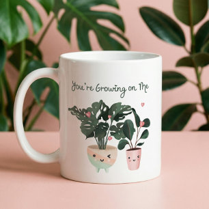 You're Growing On Me Cute Watercolor Potted Plants Coffee Mug