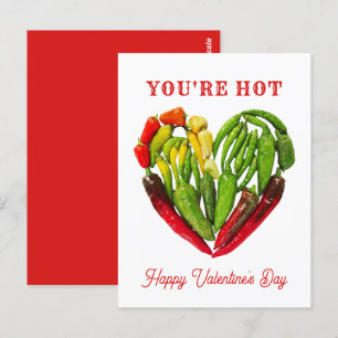 You're Hot Chili Peppers Heart Valentine's Postcard