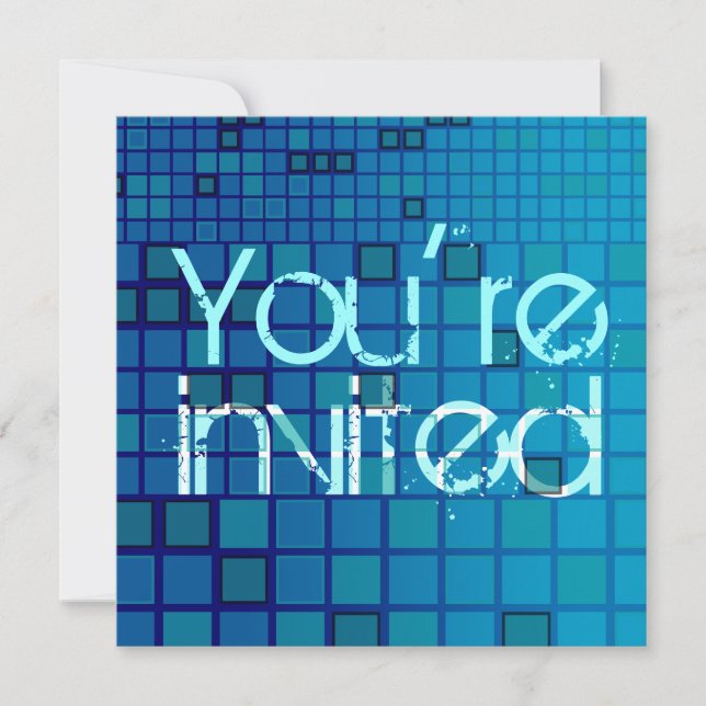 You're Invited All Party Invitation Blue Mosaic (Front)
