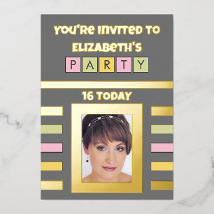You're invited birthday party 16 today grey pink