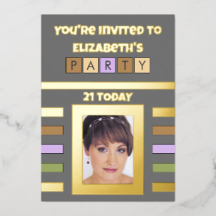 You're invited birthday party 21 today grey brown