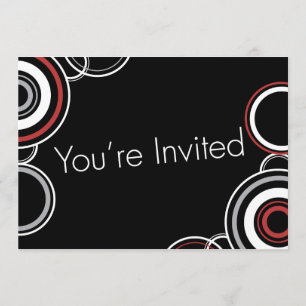 You're Invited - Black & Red Circles Invitation