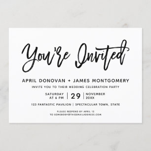 You're Invited Brush Typography Wedding Invitation