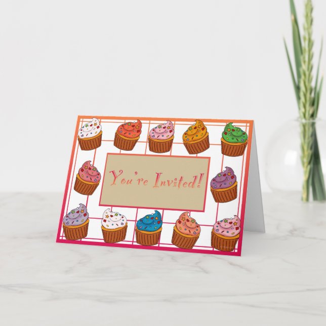 "You're Invited" Cupcake Greeting Invitation (Front)
