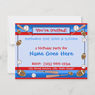 "You're Invited" customizable Sports invitations
