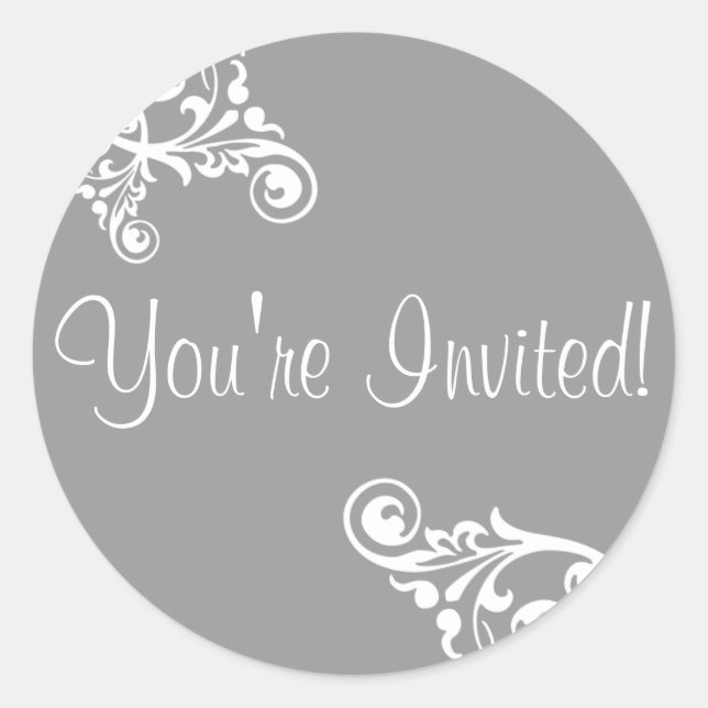 You're Invited Flourish Envelope Sticker Seal (Front)