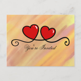 You're Invited - Hearts Invitation Postcard