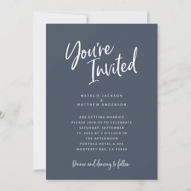 You're invited modern script wedding invitation (Front)