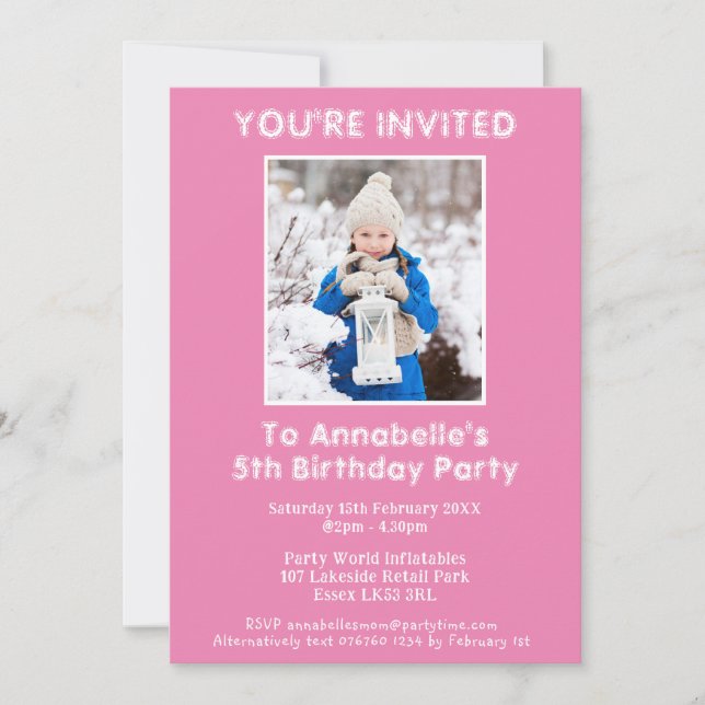 You're Invited Name And Photo Pink Birthday Party Invitation (Front)