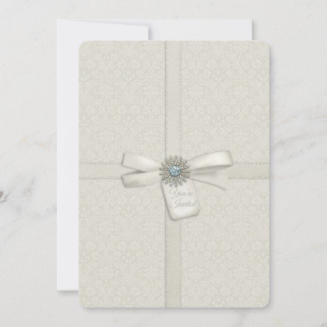 You're Invited Soft Cream Wrapped Present Wedding Invitation (Front)