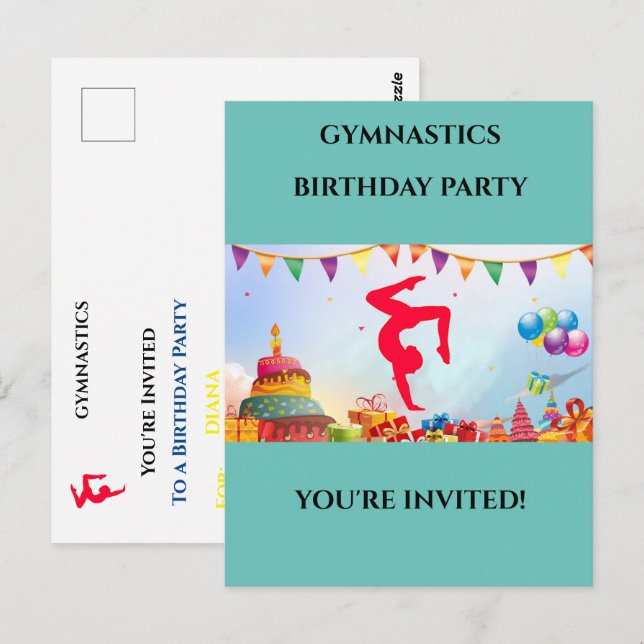 You're Invited To A Gymnastics Party Personalized  Postcard (Front/Back)