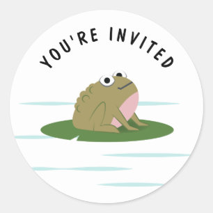 "You're Invited" Toad Frog Classic Round Sticker