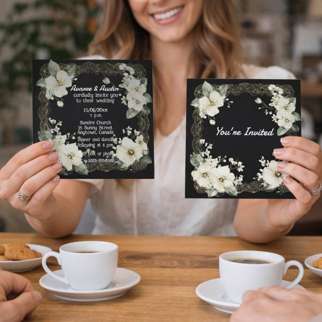 You're Invited White and Gold Floral Frame Invitation (Creator Uploaded)