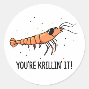 You're Krillin It Funny Krill Pun Classic Round Sticker