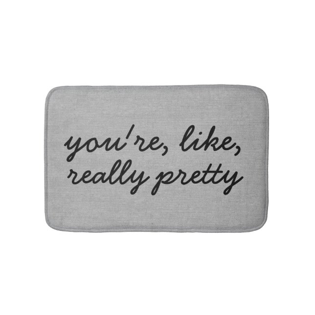 You're like really pretty rustic chic burlap linen bath mat (Front)