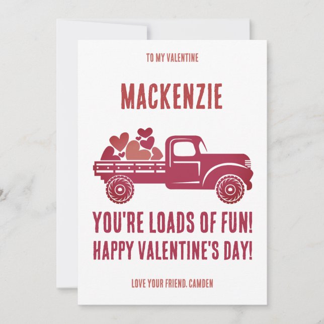 You're loads of fun classroom Valentine's Day Holiday Card (Front)