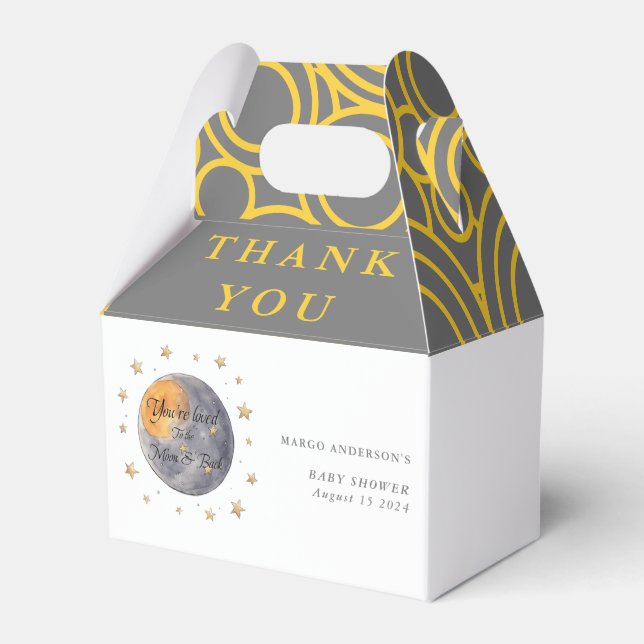 You're loved To the Moon Stars Baby Shower Favor Box (Front Side)