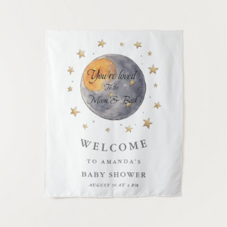 You're loved To the Moon Stars Baby Shower Tapestry