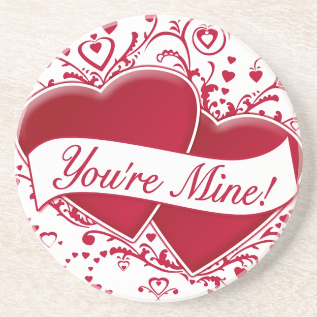 You're Mine! Red Hearts Coaster (Front)