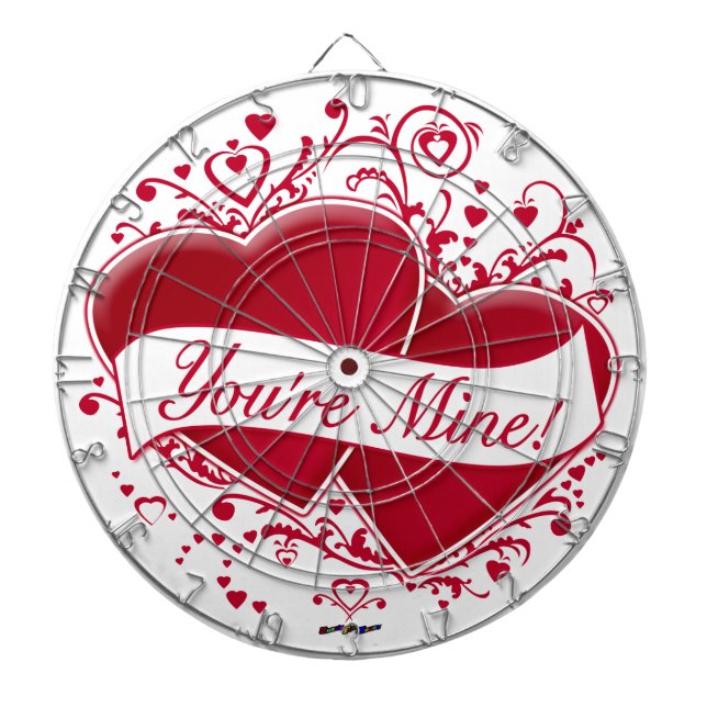 You're Mine! Red Hearts Dartboard (Front)