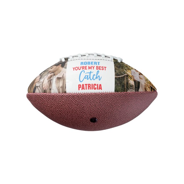 You're My Best Catch Custom 2 Photo Couple Names F Football (Rotated 270)