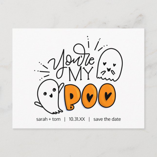 You're My Boo - Halloween Save the Date Announcement Postcard (Front)