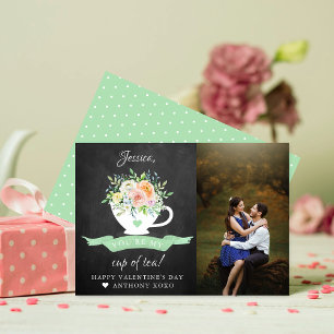 You're My Cup Of Tea Cute Valentine's Day Photo Holiday Card