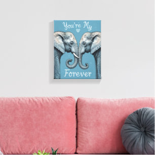Youre My Forever Romantic Elephant Love Art Canvas Print