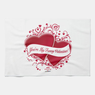 You're My Funny Valentine! Red Hearts Kitchen Towel