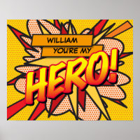 You're my HERO Fun Retro Comic Book Pop Art